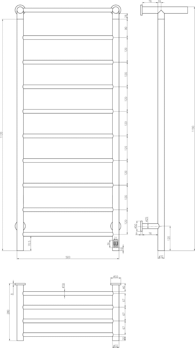 Reina Maira Dry Electric Heated Towel Rail Designer Radiator