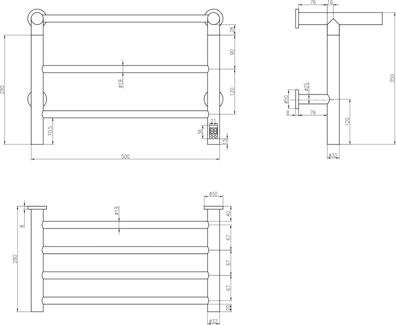 Reina Maira Dry Electric Heated Towel Rail Designer Radiator