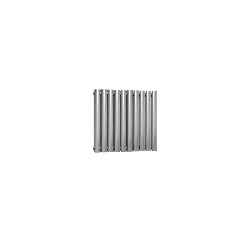 Double / Brushed / 600 x 590 mm Reina Nerox Horizontal Heated Stainless Steel Designer Radiator