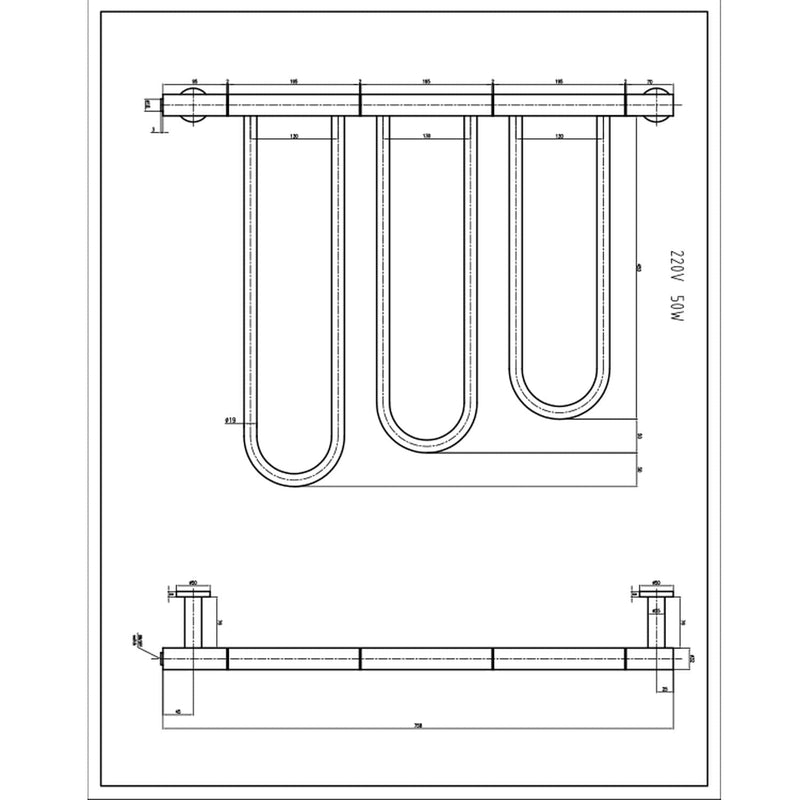 750 x 550 mm Reina Orne Dry Electric Polished Heated Towel Rail Designer Radiator