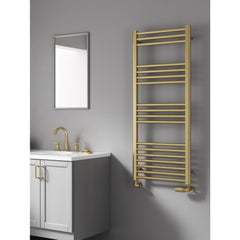 Reina Ottone Brushed Brass Flat Designer Heated Towel Radiator