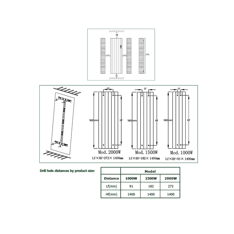 Reina Maia Vertical Dry Electric Heated White Designer Radiator