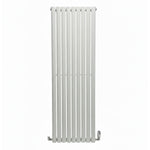 White vertical radiator on a white background