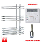 Single Heat / Digital Timer Salina 800 x 600 Designer Pre-Filled Electric Chrome Towel Radiator