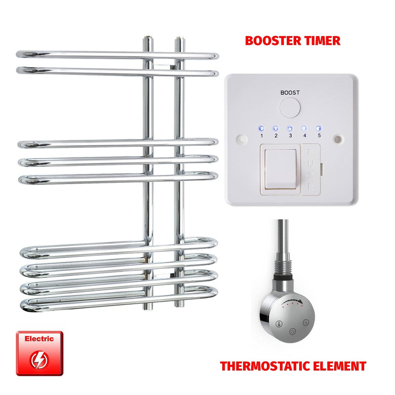 ER-Touch Thermostatic / Booster Timer Salina 800 x 600 Designer Pre-Filled Electric Chrome Towel Radiator