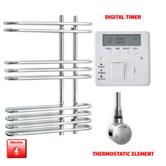 ER-Touch Thermostatic / Digital Timer Salina 800 x 600 Designer Pre-Filled Electric Chrome Towel Radiator