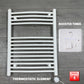 688 x 600 Electric Heated Towel Rail White Pre-Filled Curved