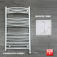 1300 x 750 Electric Heated Towel Rail White Pre-Filled Curved