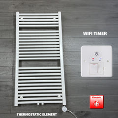 1185 x 600 Heated Towel Rail White Pre-Filled Straight