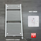 1185 x 600 Heated Towel Rail White Pre-Filled Straight