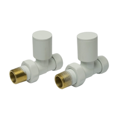 White Straight Towel Rail Radiator Valve (Pair of 2 Valves)