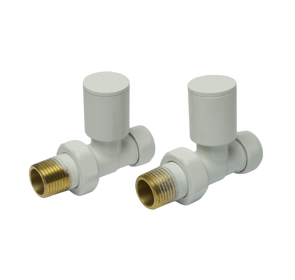 White Straight Towel Rail Radiator Valve (Pair of 2 Valves)