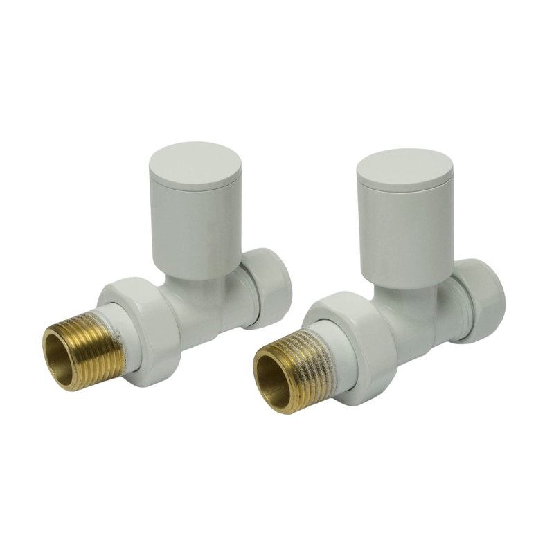 White Straight Towel Rail Radiator Valve (Pair of 2 Valves)