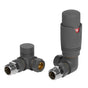 Thermostatic Corner Anthracite TRV Valve and Lockshield Set