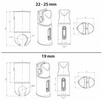 Universal chrome radiator wall brackets for 19mm to 25mm towel rails – durable mounting clamps for modern bathrooms.