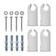 Clamp-style white brackets for heated towel rails, fits both flat and curved radiator designs.