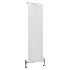 White vertical radiator on a white background