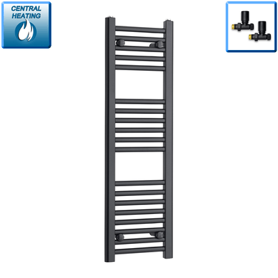 1000 mm High 300 mm Wide Black Towel Rail Central Heating