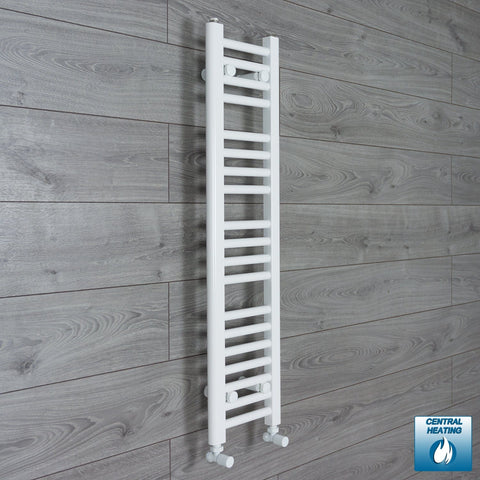 With Angled Valves 1000 mm High x 200 mm Wide Towel Rail Radiator Flat White