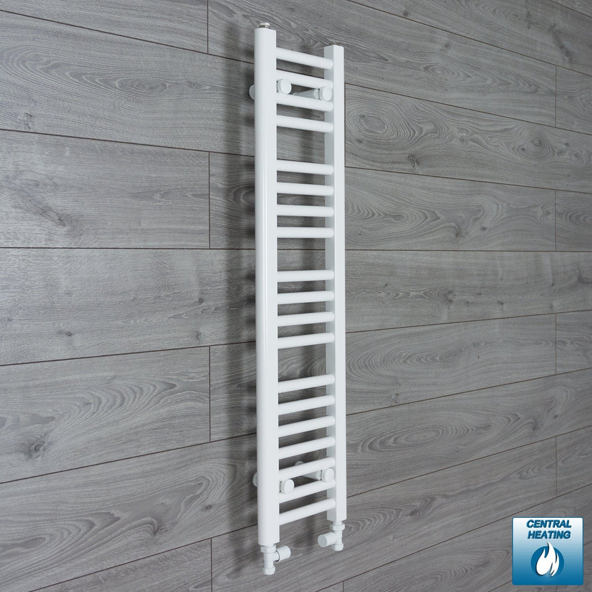 With Straight Inline Valves 1000 mm High x 200 mm Wide Towel Rail Radiator Flat White