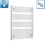 With Angled Valves 1000 mm High x 750 mm Wide Heated Curved Towel Rail Radiator Chrome