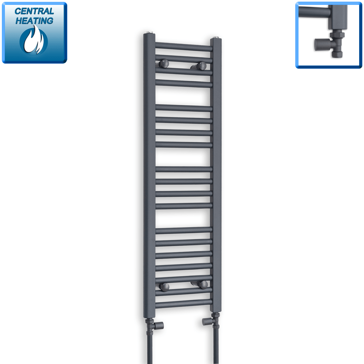 With Straight Inline Valves 1000 x 300 Heated Straight Anthracite-Sand Grey Towel Rail