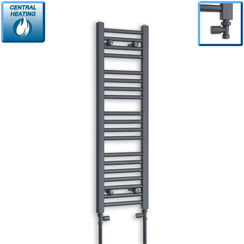 With Straight Inline Valves 1000 x 300 Heated Straight Anthracite-Sand Grey Towel Rail