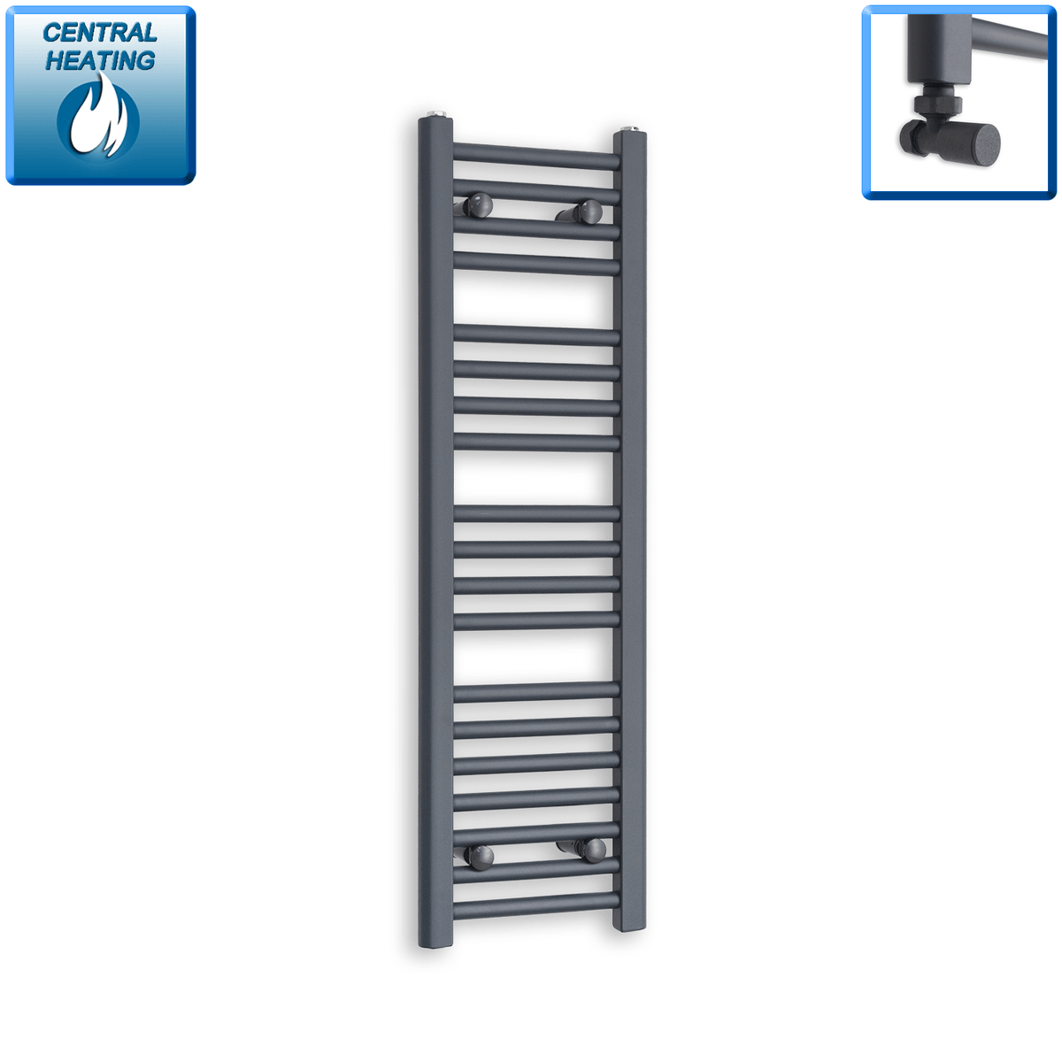 With Angled Valves 1000 x 300 Heated Straight Anthracite-Sand Grey Towel Rail