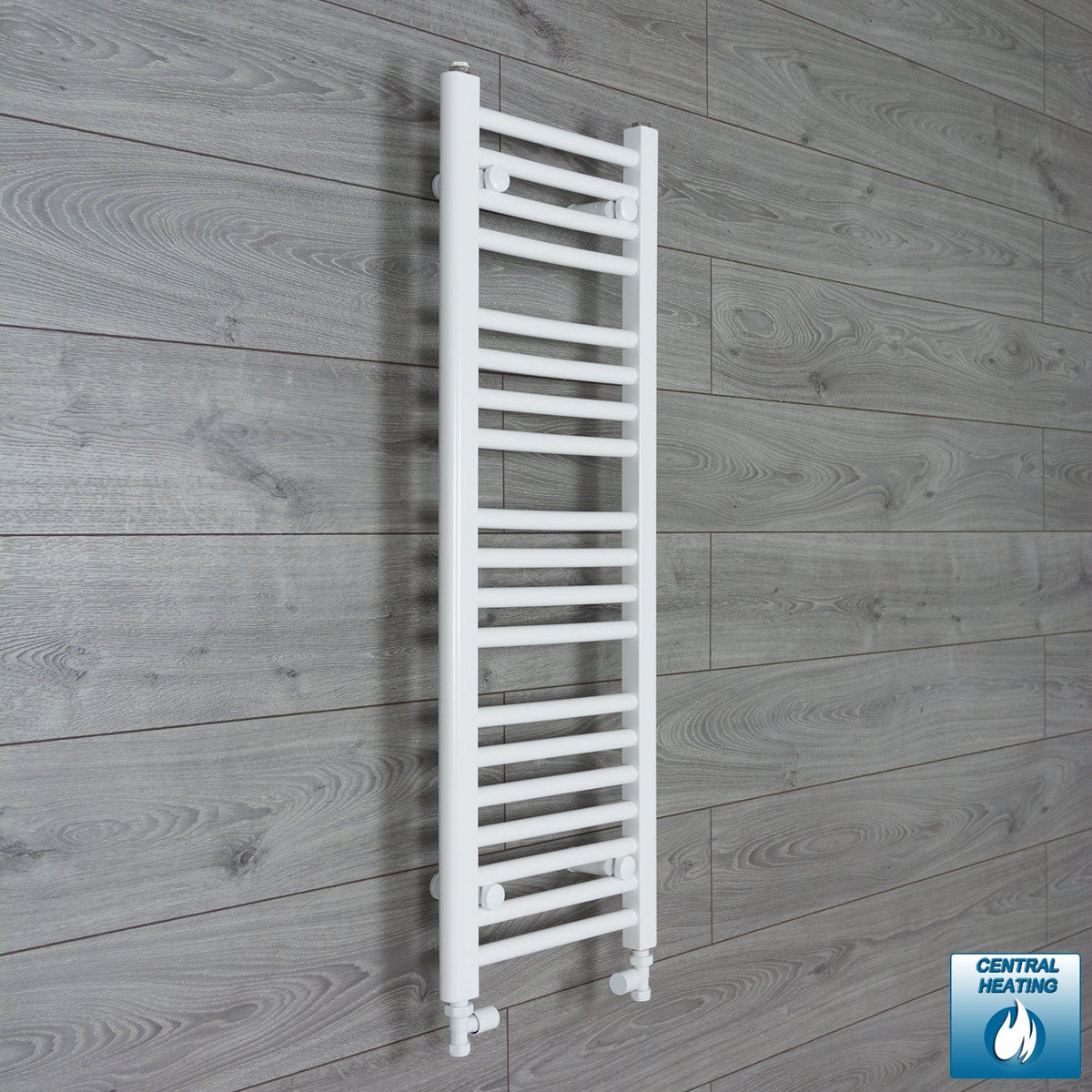 With Straight Inline Valves 1000 x 300 Heated Towel Rail Radiator Flat White