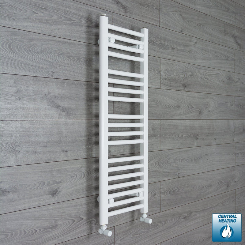 With Angled Valves 1000 x 350 Heated Towel Rail Radiator Flat White