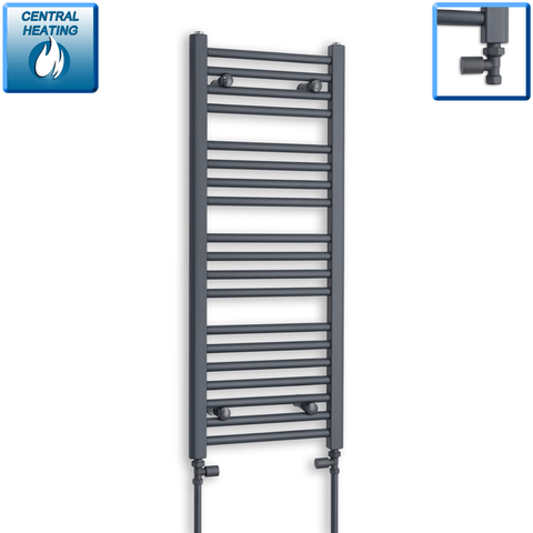 With Straight Inline Valves 1000 x 400 Heated Straight Anthracite-Sand Grey Towel Rail