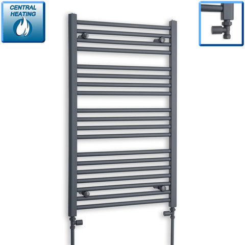 With Straight Inline Valves 1000 x 600 Heated Straight Anthracite-Sand Grey Towel Rail