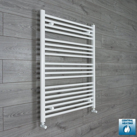 With Angled Valves 1000 x 750 Heated Towel Rail Radiator Flat White Central Heating