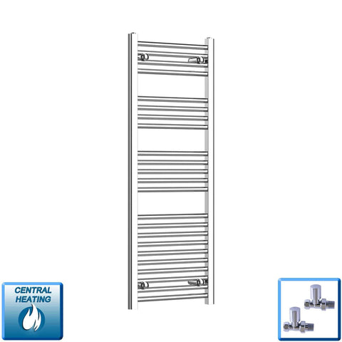 Straight / With Straight Inline Valves 1200 mm High 400 mm Wide Chrome Towel Rail Central Heating