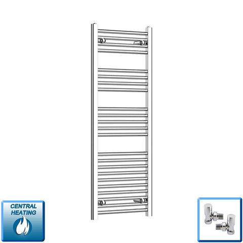 Straight / With Angled Valves 1200 mm High 400 mm Wide Chrome Towel Rail Central Heating