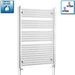 With Straight Inline Valves 1200 mm High 800 mm Wide Chrome Towel Rail Central Heating