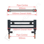 1200 mm High x 1000 mm Wide Heated Towel Radiator Flat White