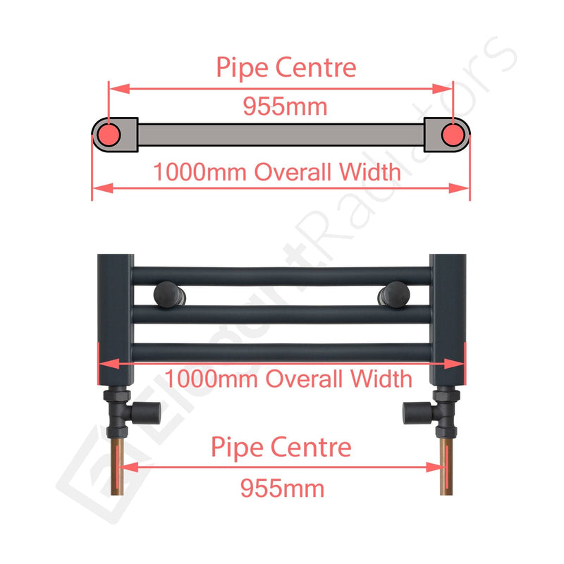 1200 mm High x 1000 mm Wide Heated Towel Radiator Flat White