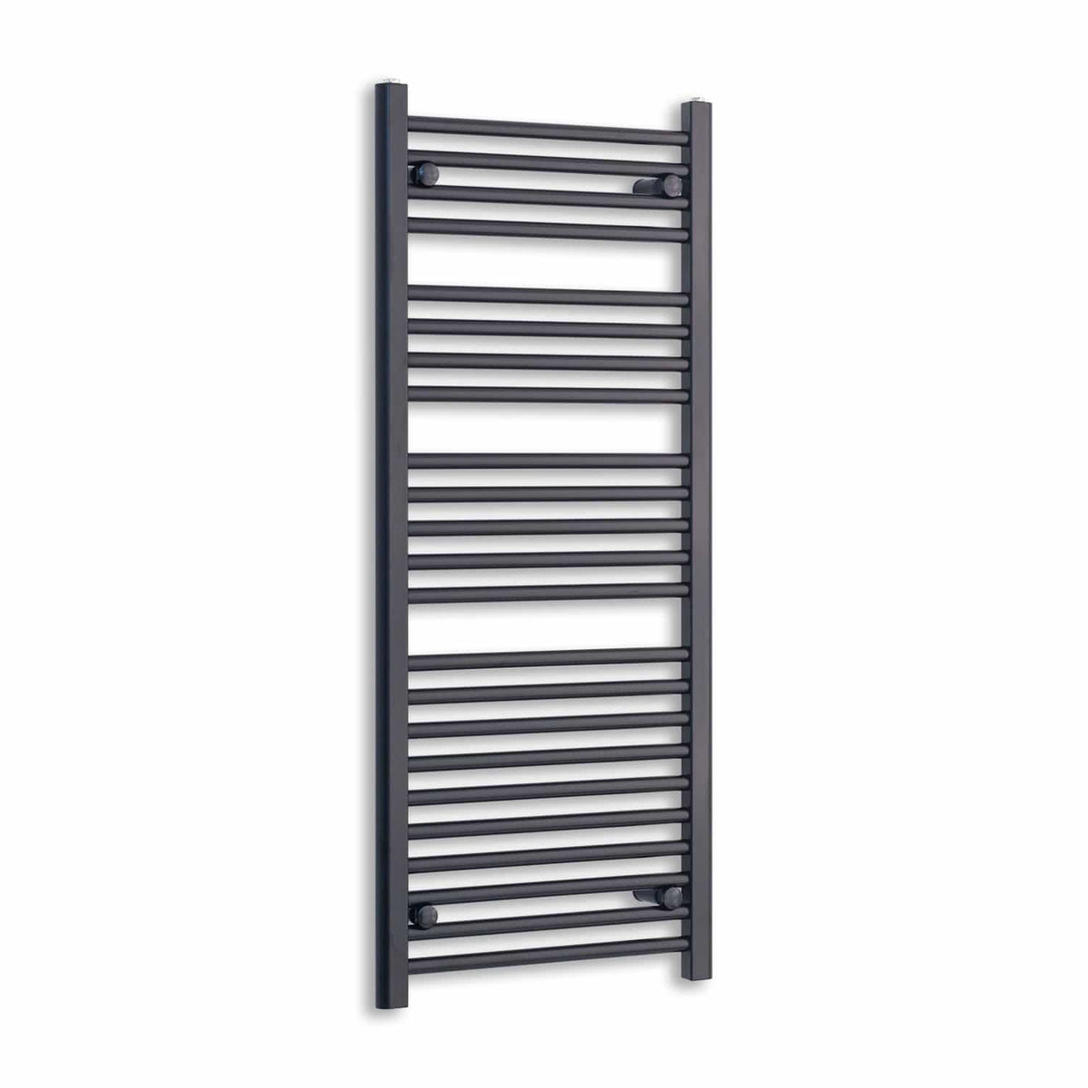 Without Valves 1200 mm High x 450 mm Wide Heated Towel Radiator Flat Black