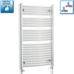 With Straight Inline Valves 1200 mm High x 700 mm Wide Heated Curved Towel Rail Radiator Chrome