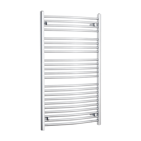 Without Valves 1200 mm High x 700 mm Wide Heated Curved Towel Rail Radiator Chrome