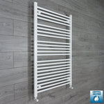 With Angled Valves 1200 mm High x 900 mm Wide Heated Towel Rail Radiator Flat White