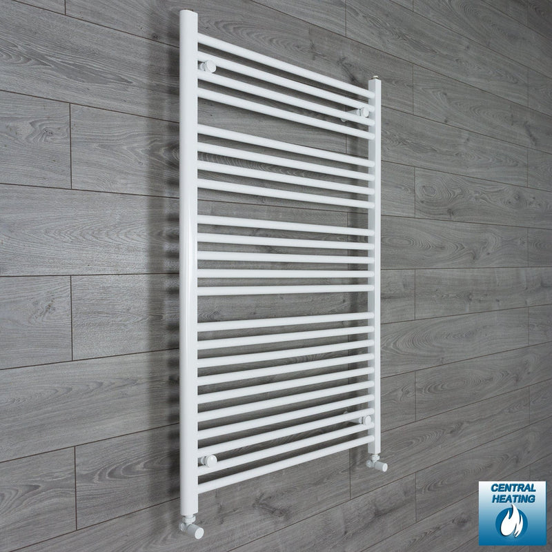 With Angled Valves 1200 mm High x 900 mm Wide Heated Towel Rail Radiator Flat White
