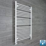 With Straight Inline Valves 1200 mm High x 900 mm Wide Heated Towel Rail Radiator Flat White