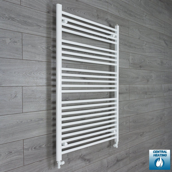 With Straight Inline Valves 1200 mm High x 900 mm Wide Heated Towel Rail Radiator Flat White