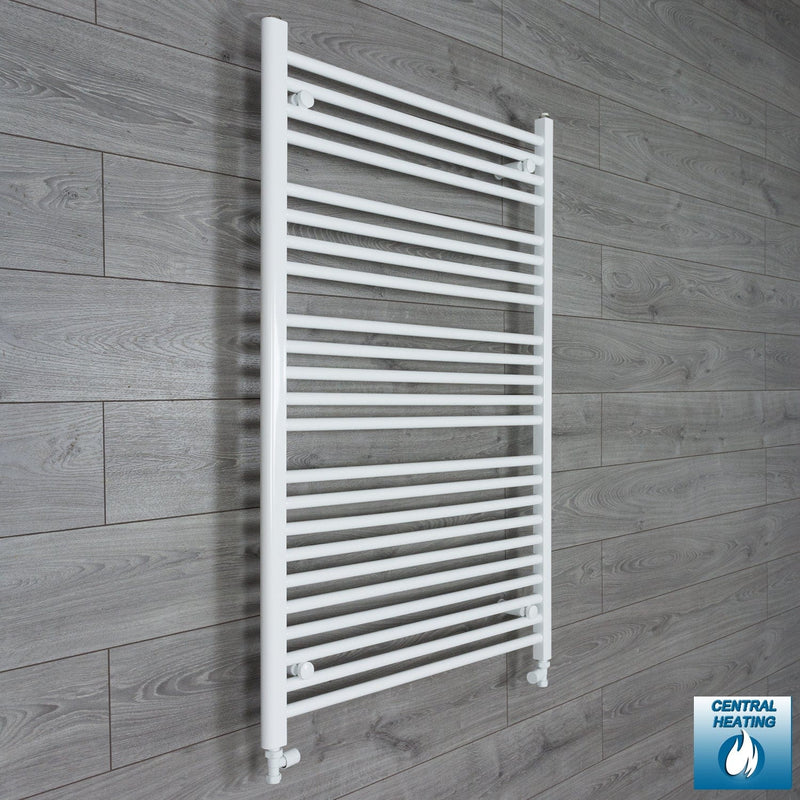 With Straight Inline Valves 1200 mm High x 900 mm Wide Heated Towel Rail Radiator Flat White