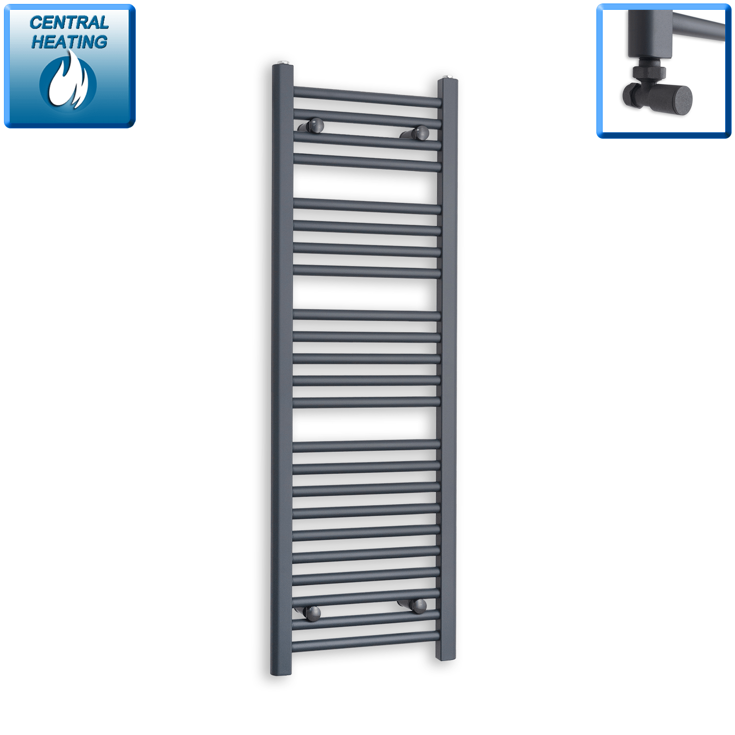 1200 x 400mm Heated Straight Anthracite Sand Grey Towel Rail