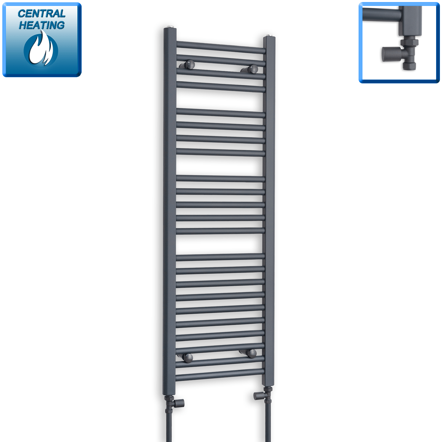 1200 x 400mm Heated Straight Anthracite Sand Grey Towel Rail