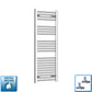 With Straight Inline Valves 1200 x 450 Heated Straight Towel Radiator Chrome