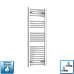 With Straight Inline Valves 1200 x 450 Heated Straight Towel Radiator Chrome